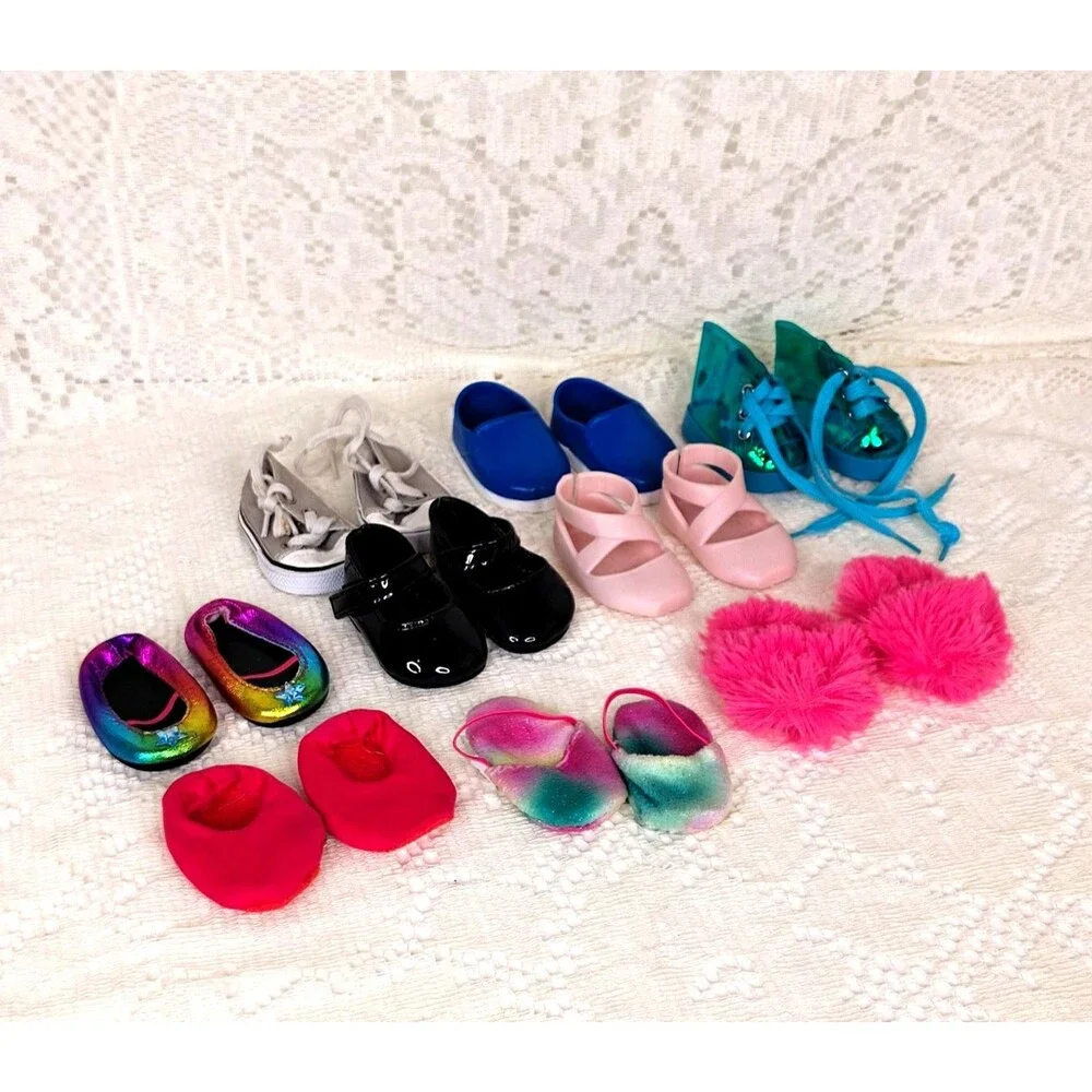 Doll Shoes & Slippers Lot Multicolor Mixed Colors Pairs and Singles